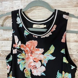 Elodie Black Sleeveless Dress w/floral print, Sz S